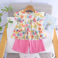 Children Cotton Floral T-Shirt Shorts Suit Summer